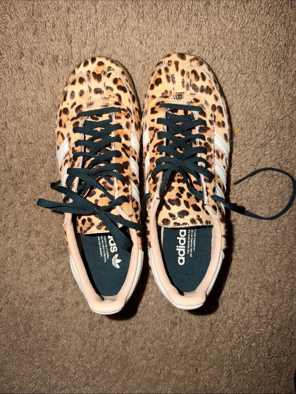 adidas Womens Leopard Print Gazelle Sneakers in Brown/Black